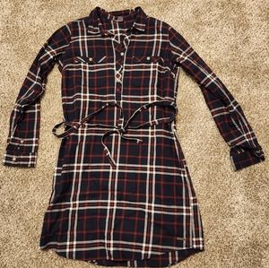 Eddie Bauer Flannel Plaid Shirt Dress Medium Tall